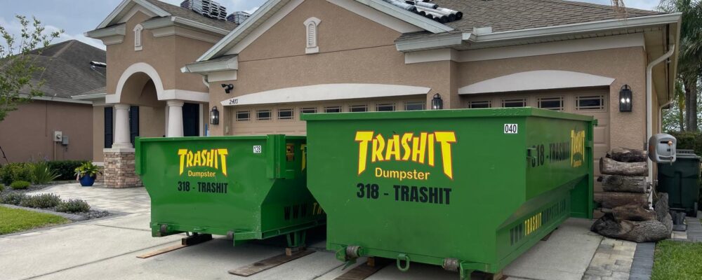 Dumpster filled with renovation debris